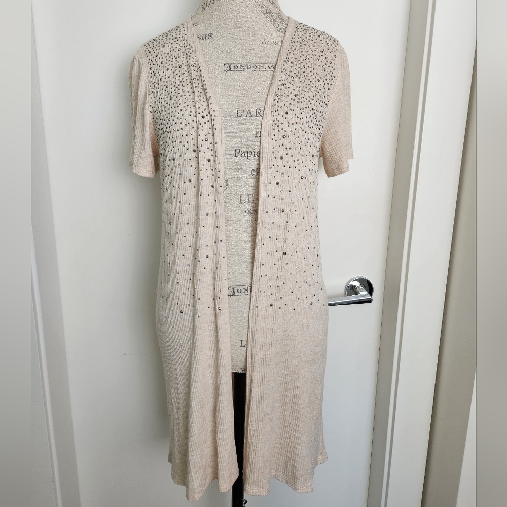 90s Grunge Gunmetal Rhinestone Duster Cardigan